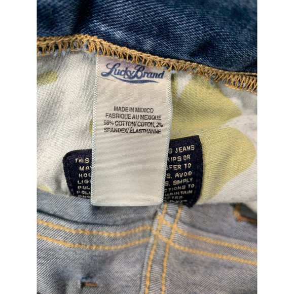 Lucky Brand Womans 12/31 The Sweet Jean Boot Ankle Patched Distressed Blue Cotto - Picture 9 of 12